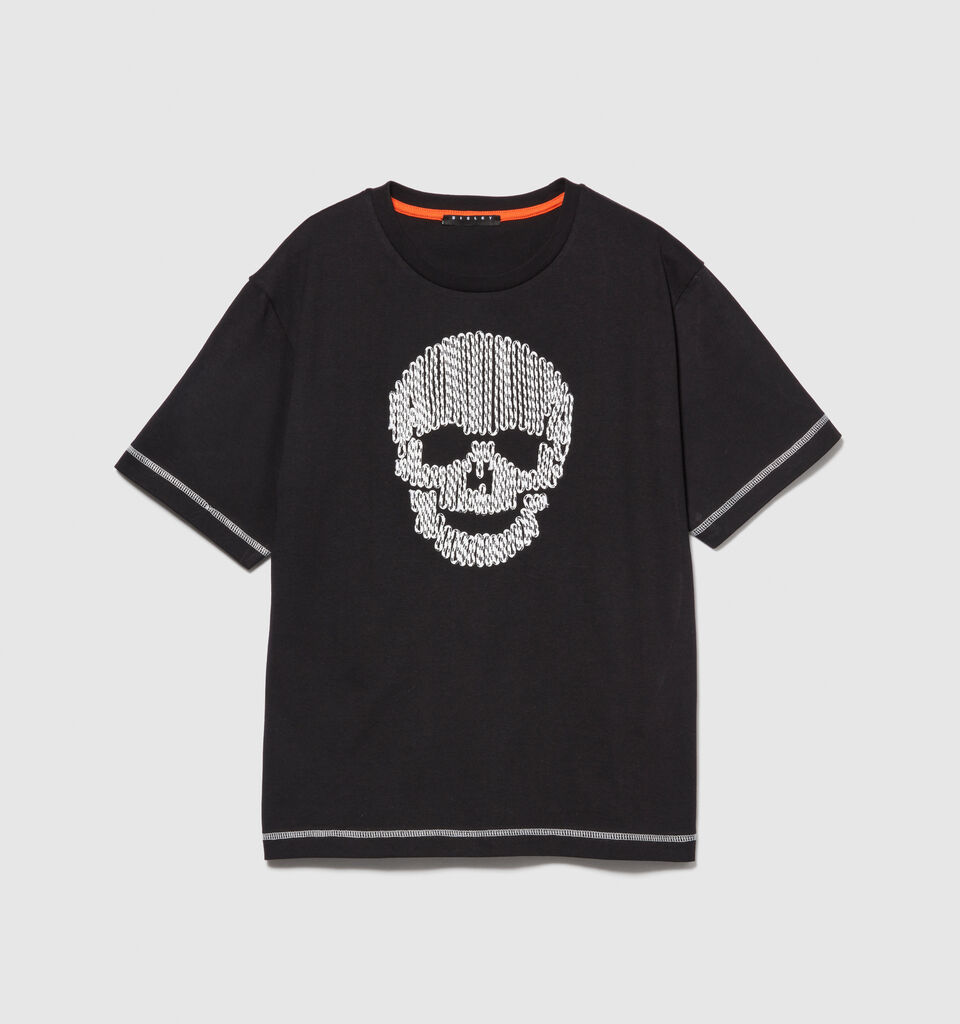 T-shirt with embroidery - boys' short sleeve t-shirts - Black | Sisley Young image number 1